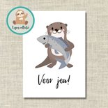 Voor jou! Otter met Vis - Ansichtkaart