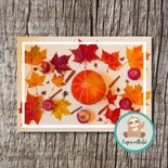 Herfst Stilleven met Pompoen en Bladeren - Ansichtkaart