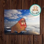 Walrus Winter Kerst - Ansichtkaart