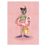 Flamingo Meisje - Ansichtkaart