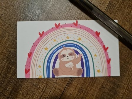 De Blije Luiaard met Regenboog - Minikaartje
