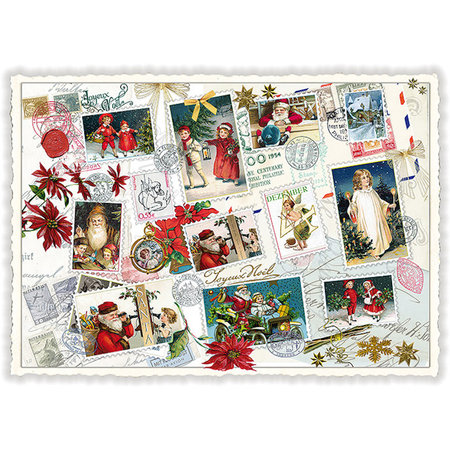 Kerstsfeer Postzegels - Ansichtkaart