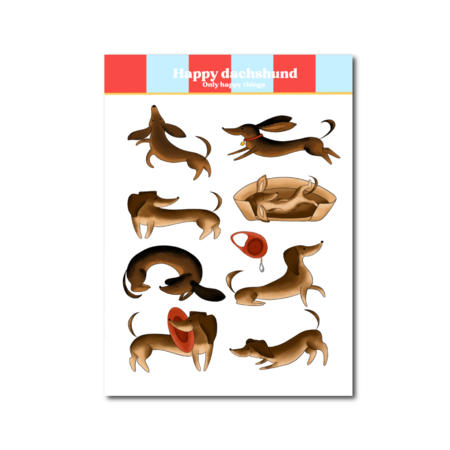 Teckel Hond a6 - Stickervel