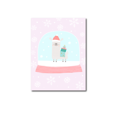 Sneeuwbol Lama Kerst - Ansichtkaart