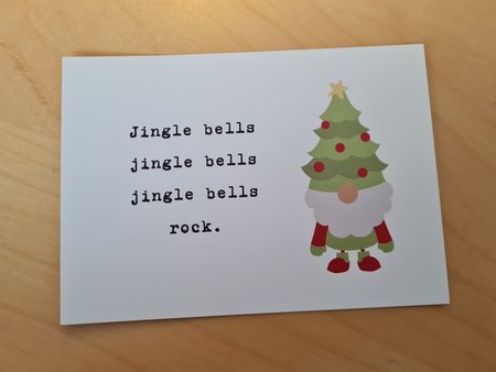 'Jingle bells jingle bells jingle bells rock' Kabouter Gnome Kerst - Ansichtkaart