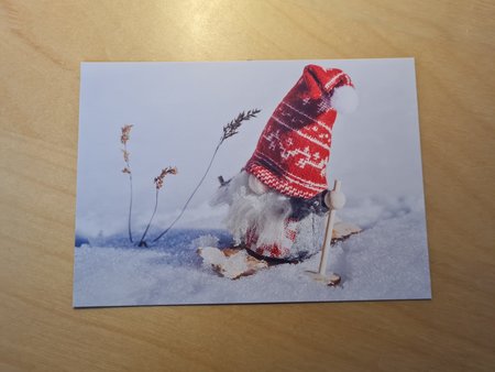 Kabouter Gnome Langlaufen Ski versie 1 - Ansichtkaart
