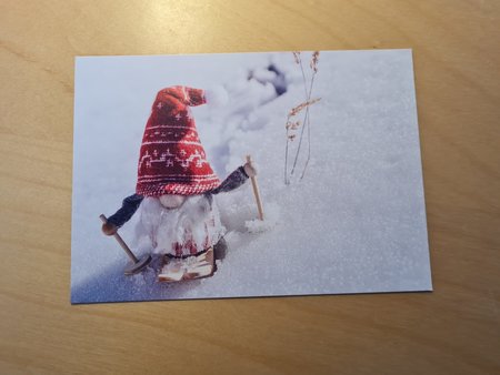 Kabouter Gnome Langlaufen Ski versie 2 - Ansichtkaart