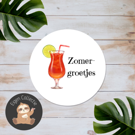 'Zonnige groetjes' Cocktail Zomer - Set van 10 Stickers