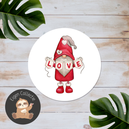 Kabouter met Vlaggenlijntje 'LOVE' Liefde - Set van 10 Stickers
