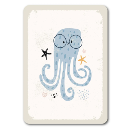 Octopus Schattig met Bril - Ansichtkaart