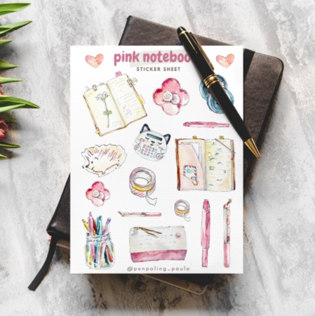 Roze Notebook - Stickervel