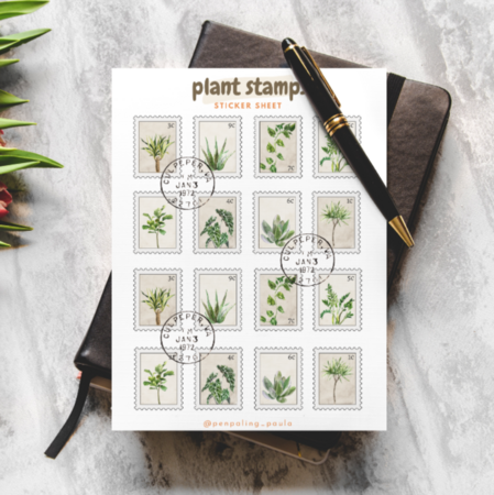 Planten Postzegels - Stickervel