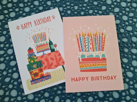 Verjaardag Birthday - Set van 2 Ansichtkaarten