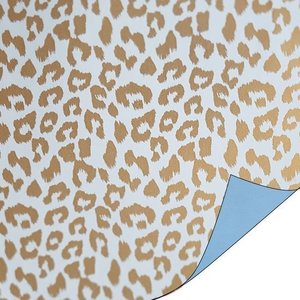 Cheetah blauw/goud - Coated cadeaupapier 100cm