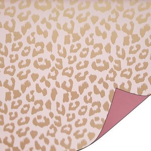 Cheetah roze/goud - Coated cadeaupapier 100cm