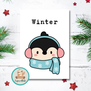 'Winter' Pinguin met Sjaal - Ansichtkaart