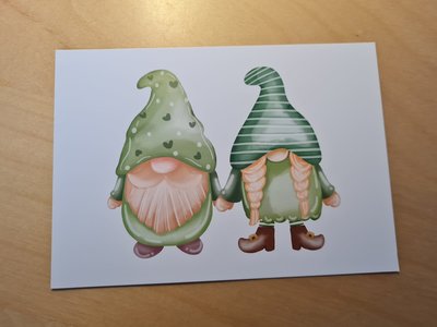 Twee Kabouters Gnomes Groen - Ansichtkaart